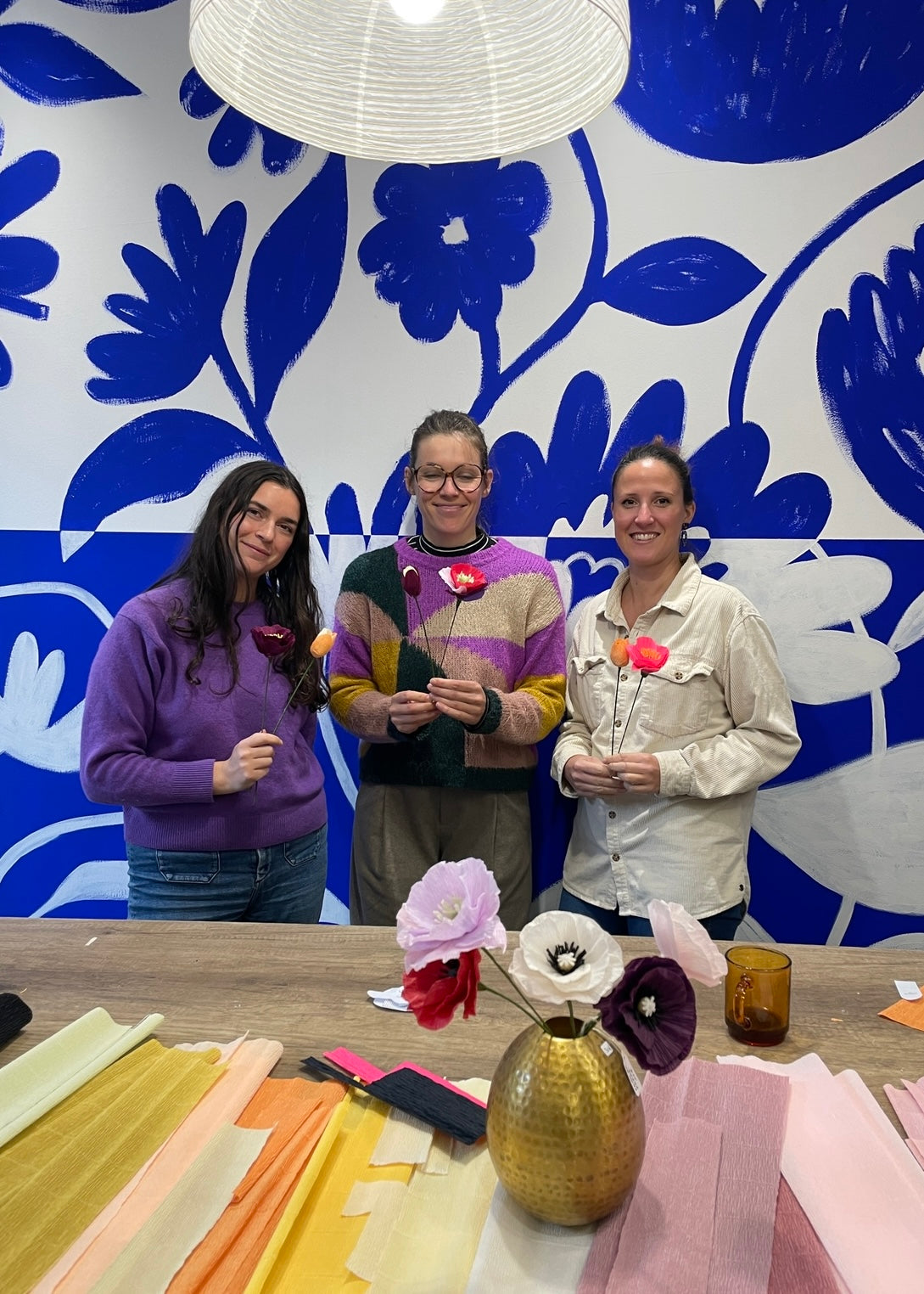 Participantes et leurs en papier colorées, réalisé en atelier par Maison Tessier chez Succulente Design Végétal à Rennes