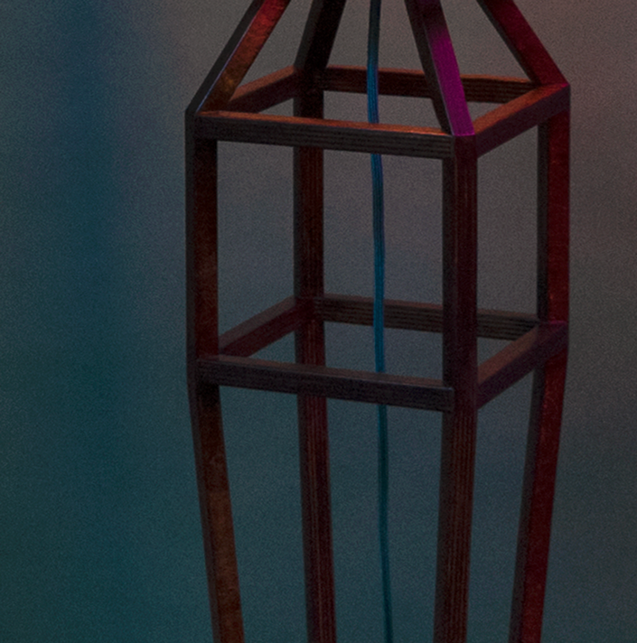 zoom sur la structure basse de la lampe squelette Lucette de la série Fine de Maison Tessier